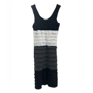 Papillon Brand Black & White Ruffles Dress Size Medium